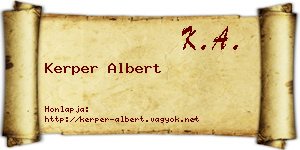 Kerper Albert névjegykártya